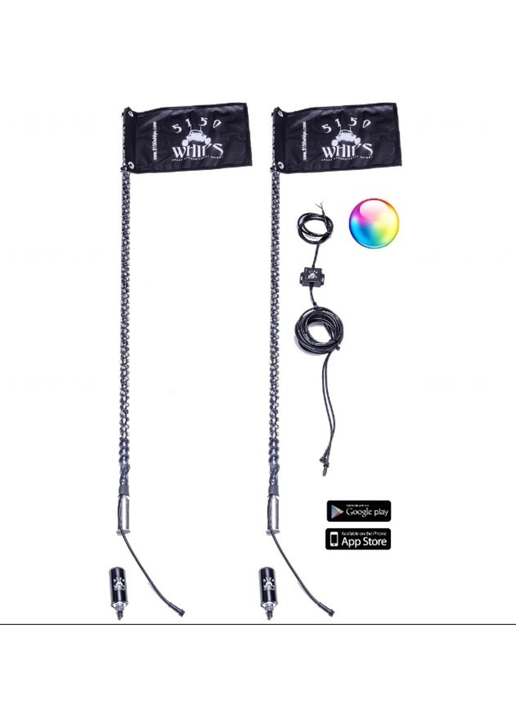 5150 Whips 5150 Whips 187 Style Bluetooth RGB Whips (Pair)
