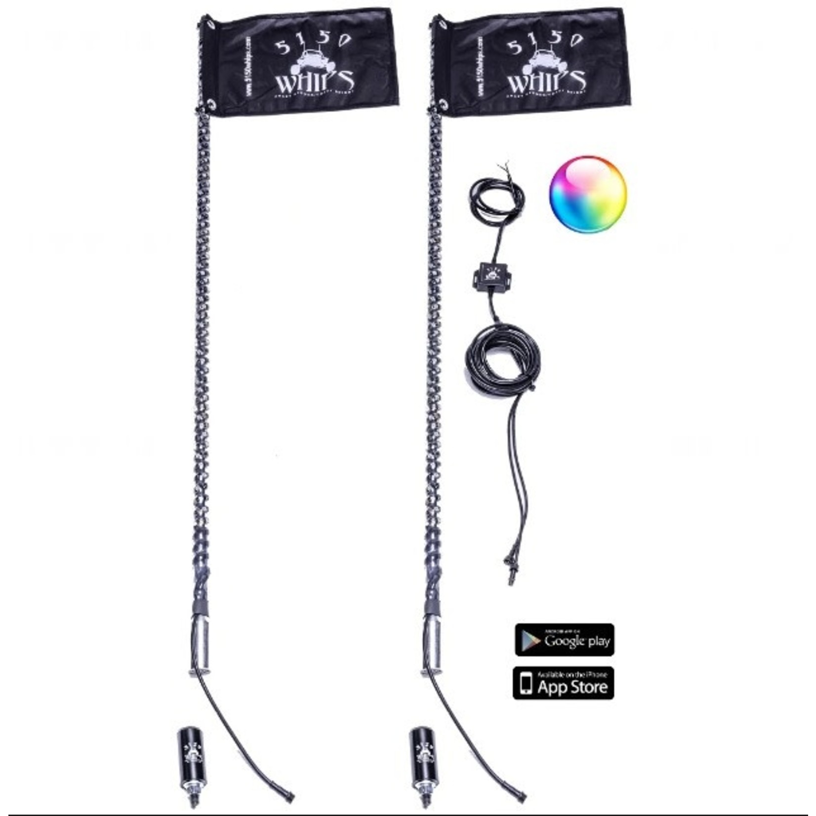 5150 Whips 5150 Whips 187 Style Bluetooth RGB Whips (Pair)