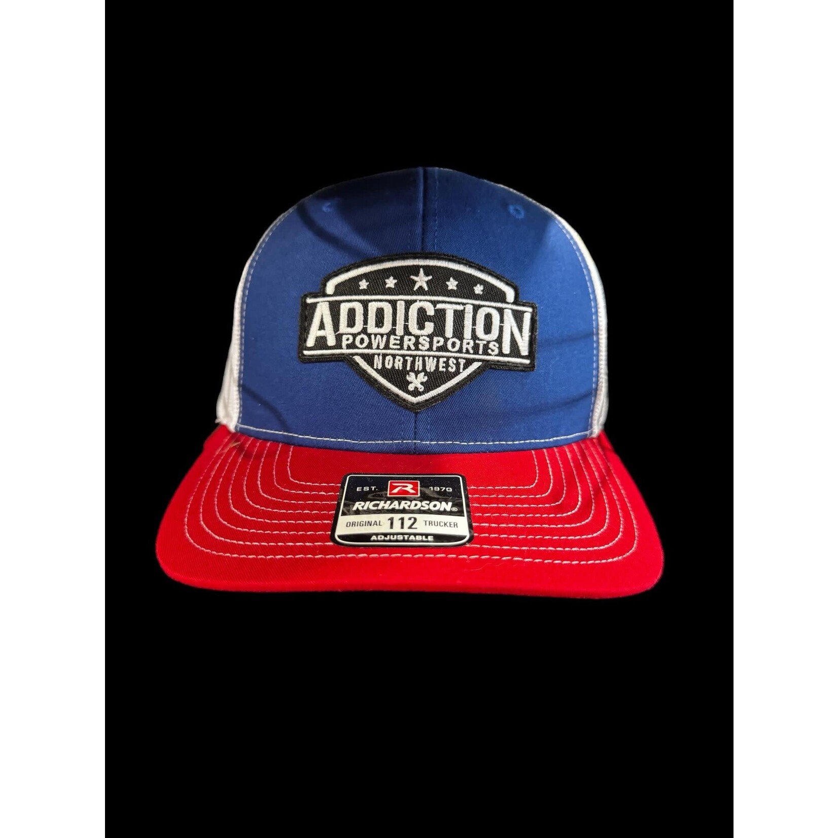 Addiction Powersports NW Red White and Blue Trucker hat