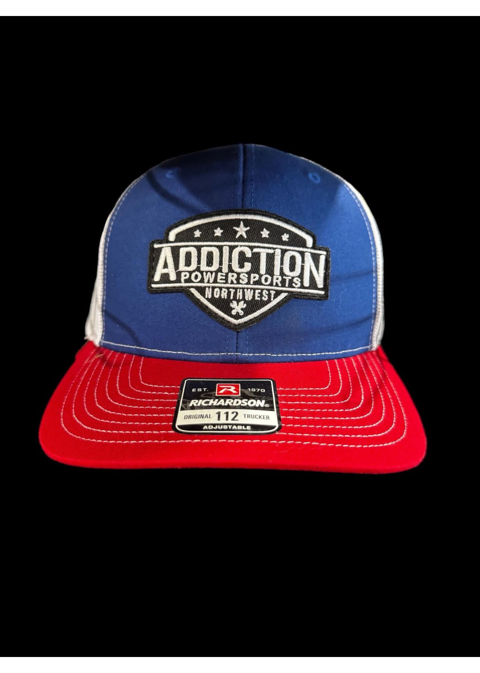 Addiction Powersports NW Red White and Blue Trucker hat