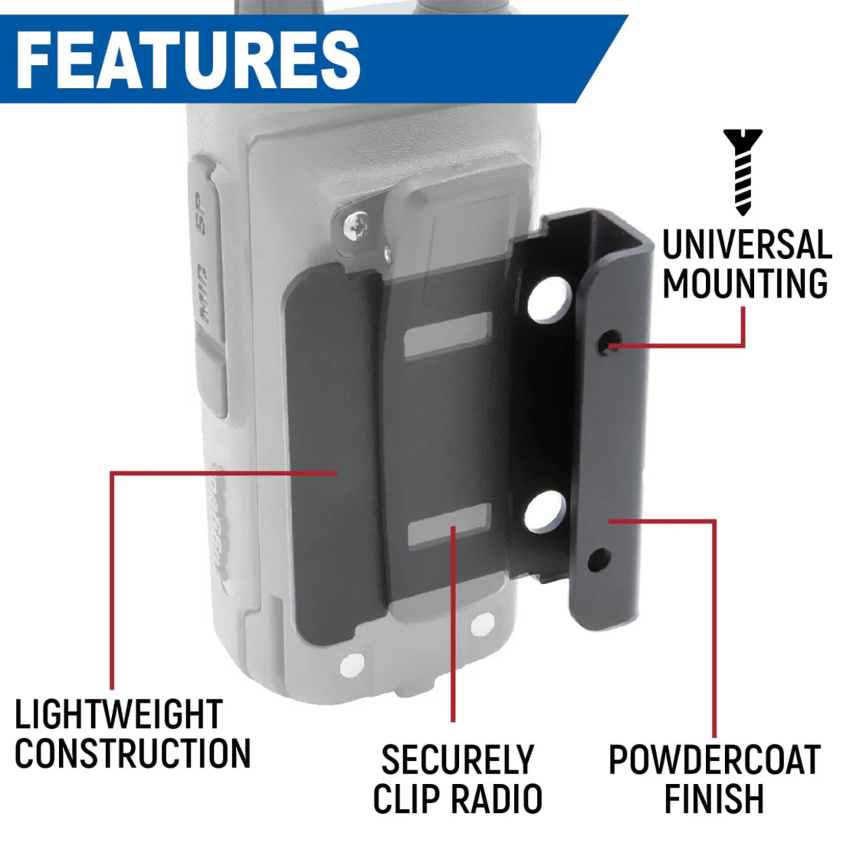 Rugged Radios Rugged Radios Handheld Radio Mount for R1 / GMR2 / RDH16 / V3 / RH5R