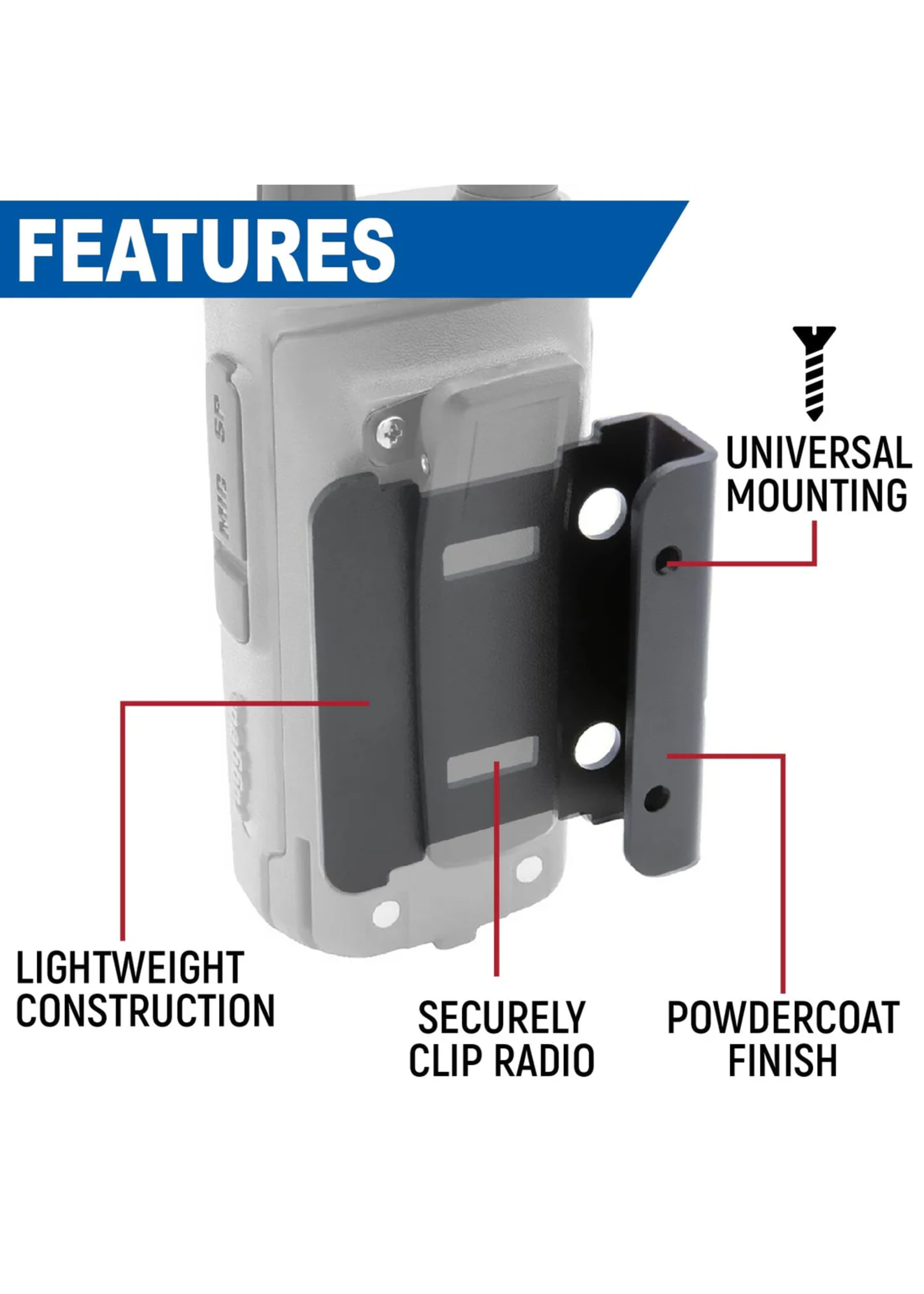 Rugged Radios Rugged Radios Handheld Radio Mount for R1 / GMR2 / RDH16 / V3 / RH5R