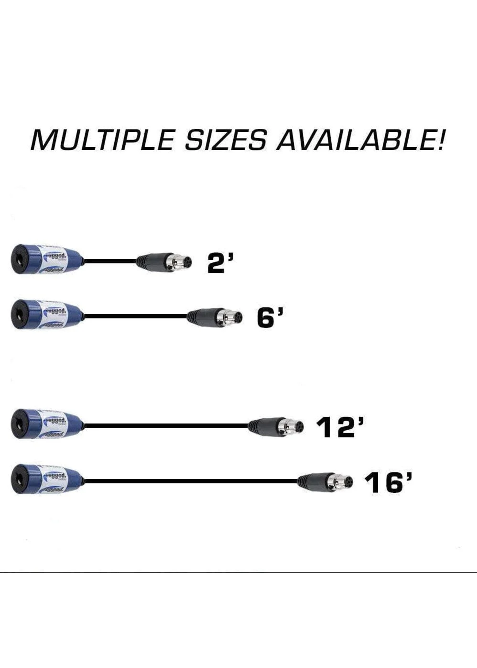 Rugged Radios Rugged Radios OFFROAD Straight Cable to Intercom (Select Length)
