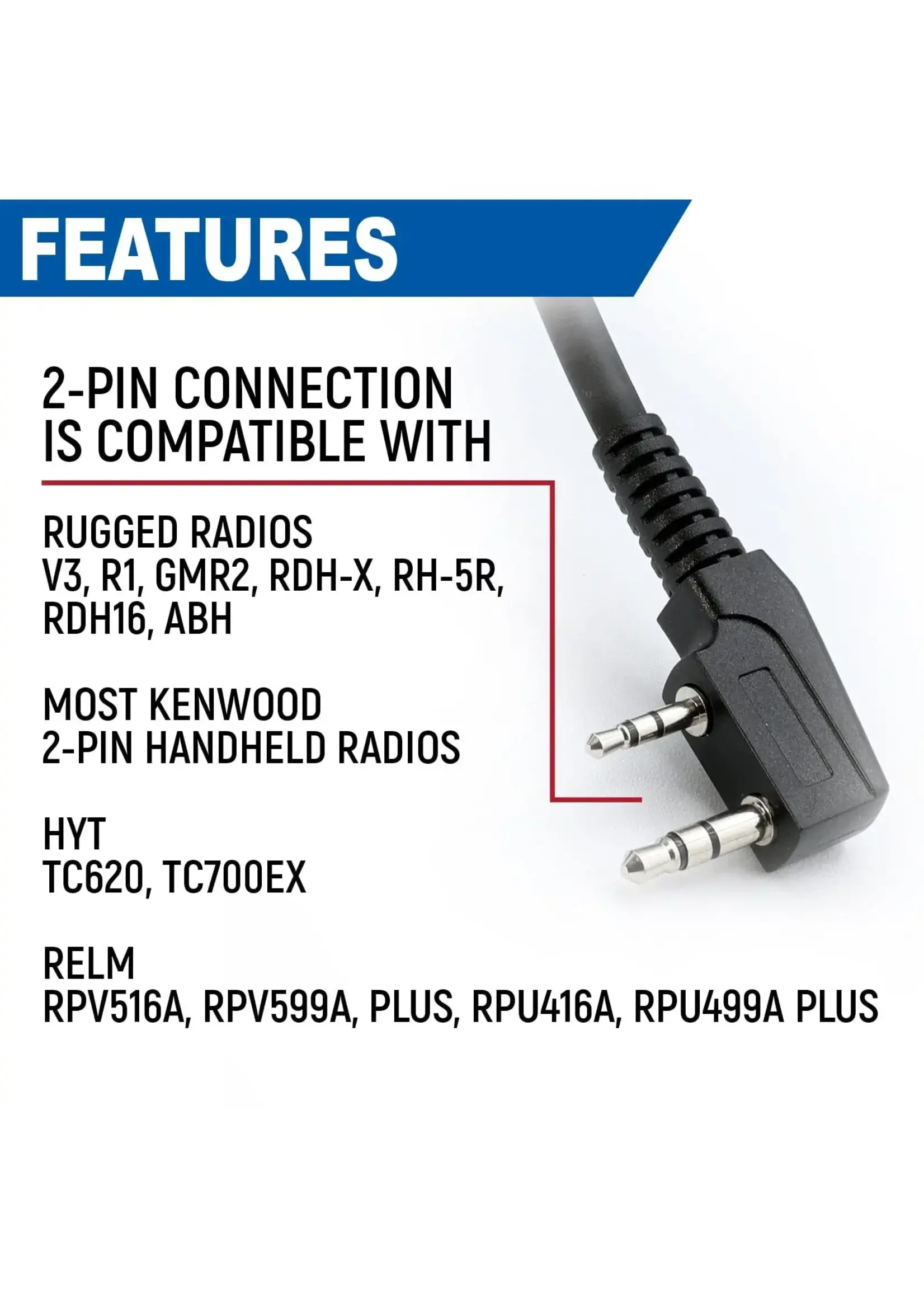 Rugged Radios Hand Speaker Mic Waterproof for Handheld Radios