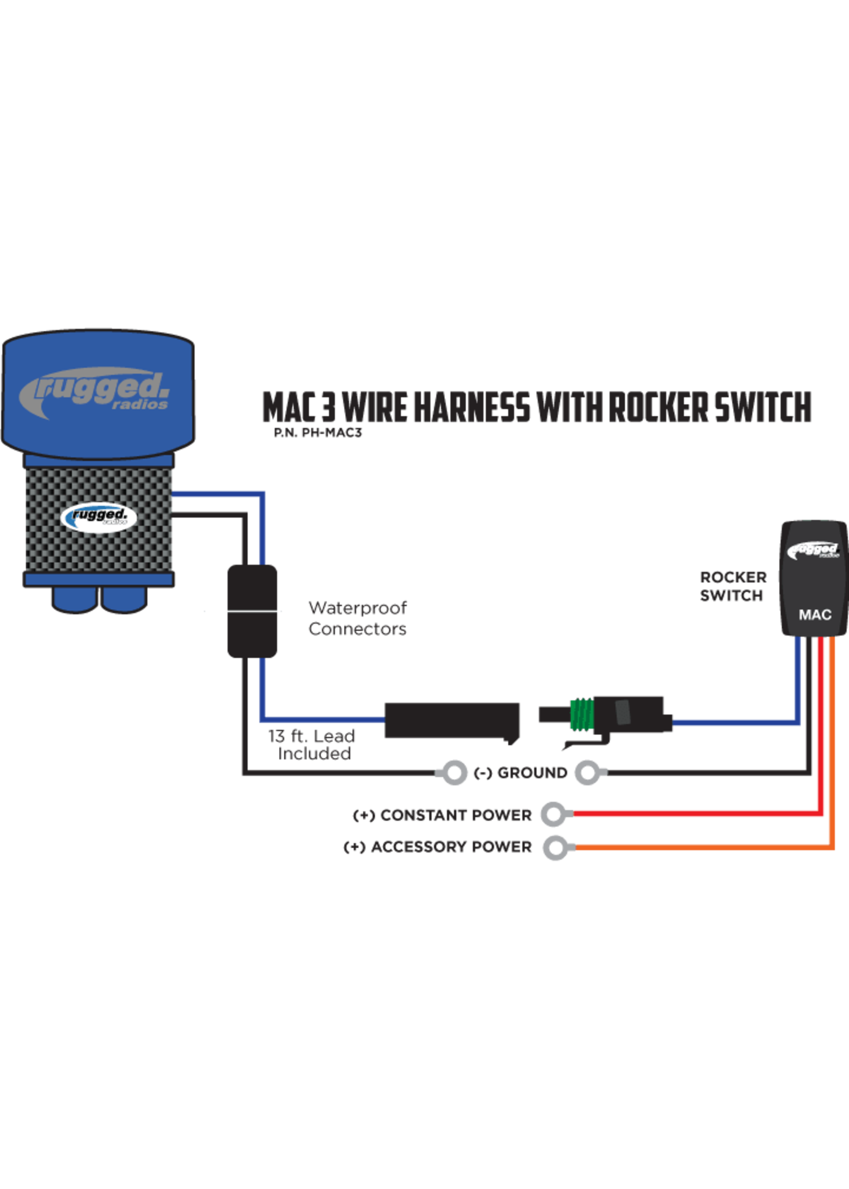 Rugged Radios Rugged Radios Switch Install Harness for MAC Helmet Air Pumpers