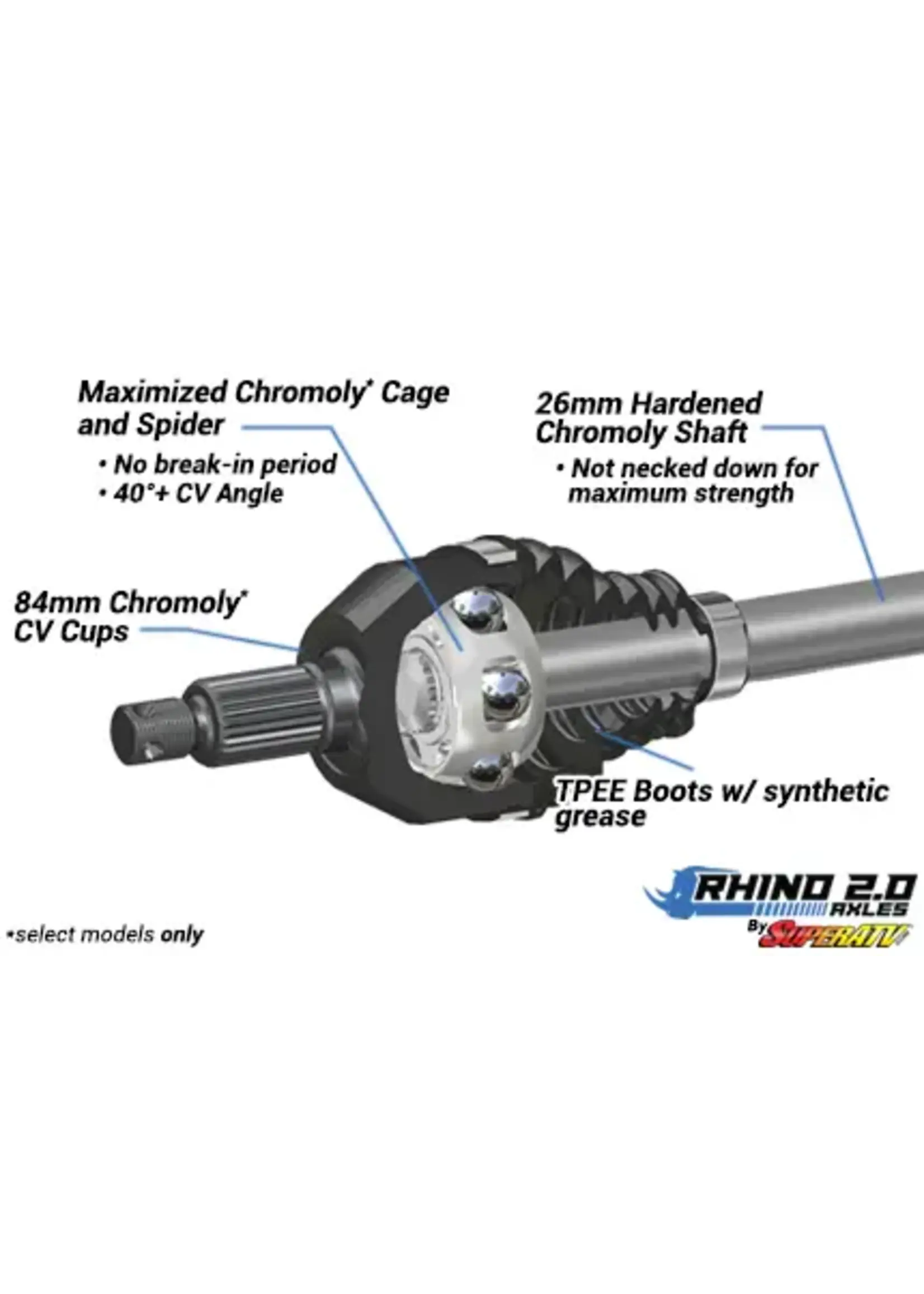 SUPERATV Product Polaris RZR XP Turbo S Heavy-Duty Axle—Rhino 2.0