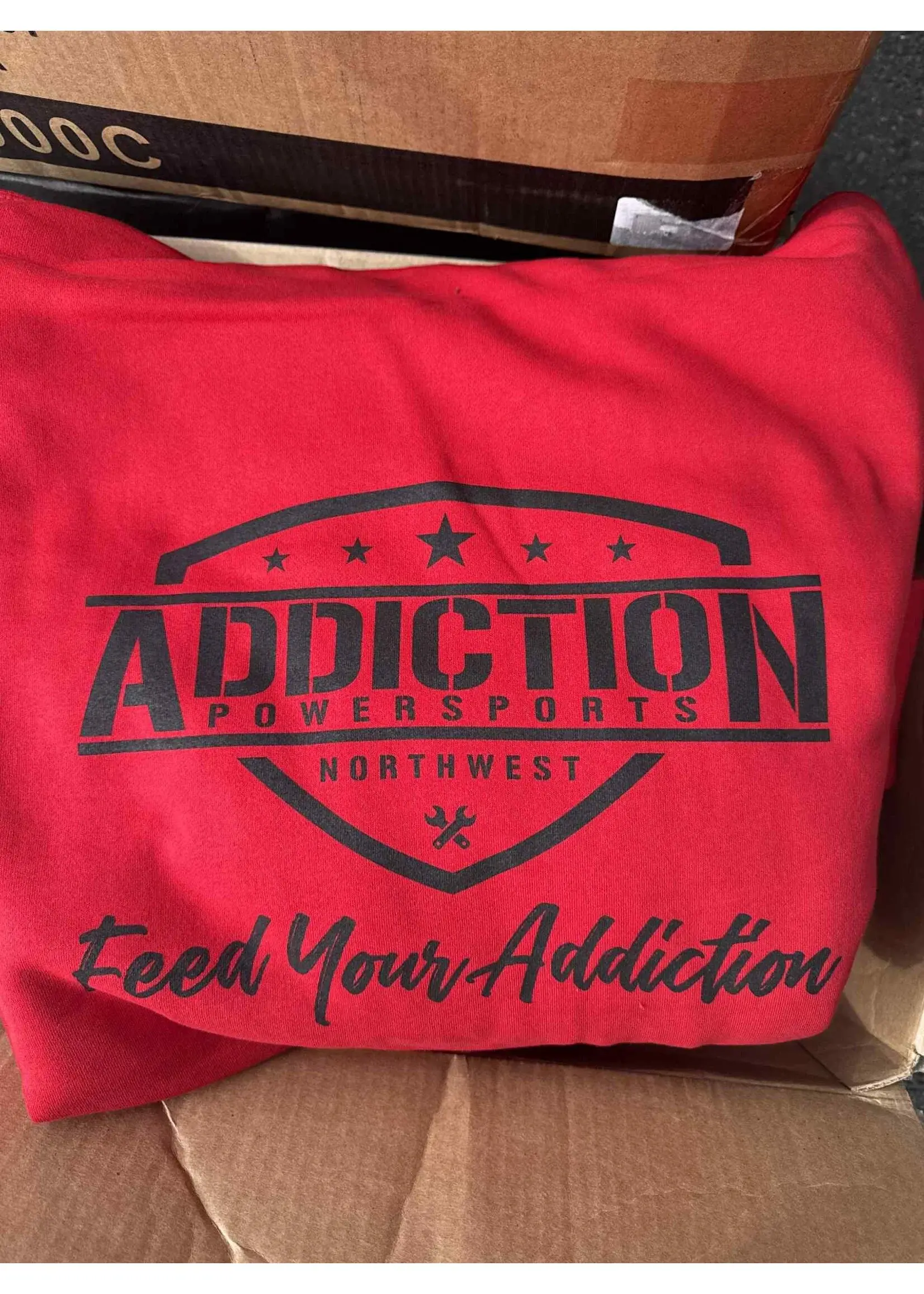 Addiction Powersports NW Pull Over Hoodie Red With Black Logo