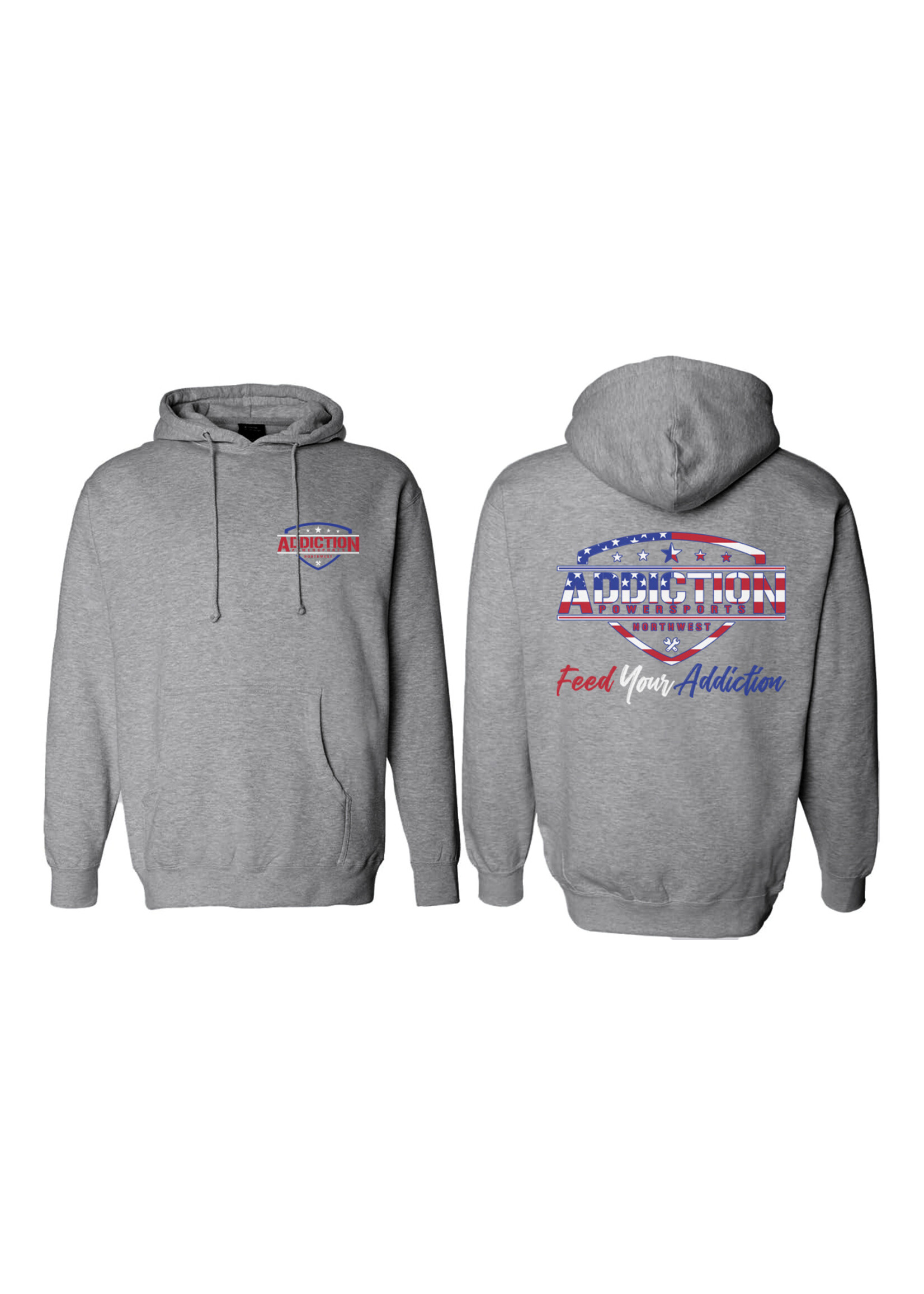 Addiction Powersports NW American Flag Inspired Pull Over Hoodie