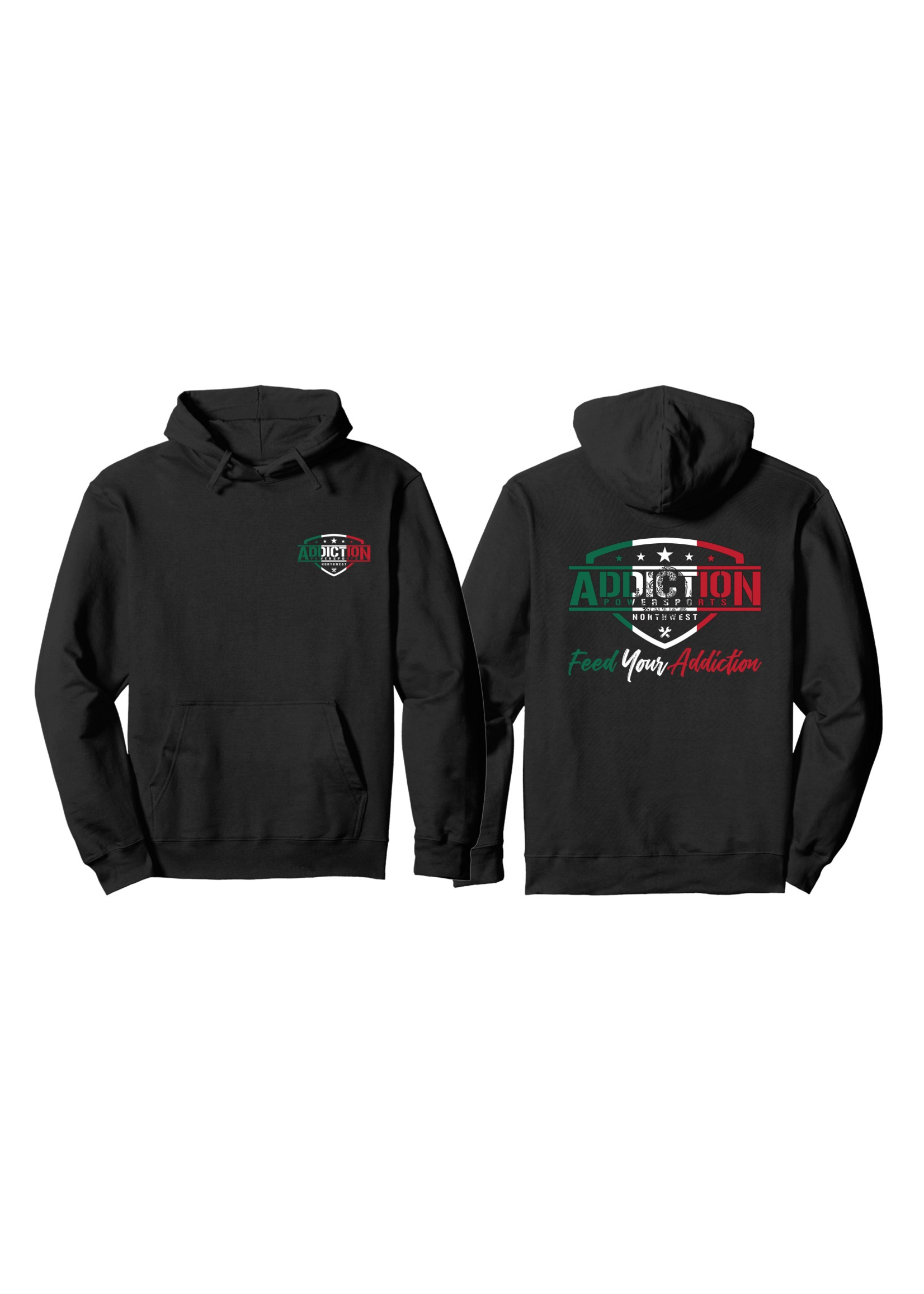 Addiction Powersports NW Mexican Flag Inspired Pull Over Hoodie