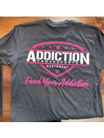 independent Addiction Powersports NW T-Shirt Charcoal with Hot Pink Logo