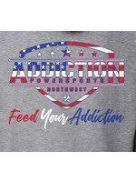 Addiction Powersports NW T-Shirt Grey with American Flag Inspired Logo