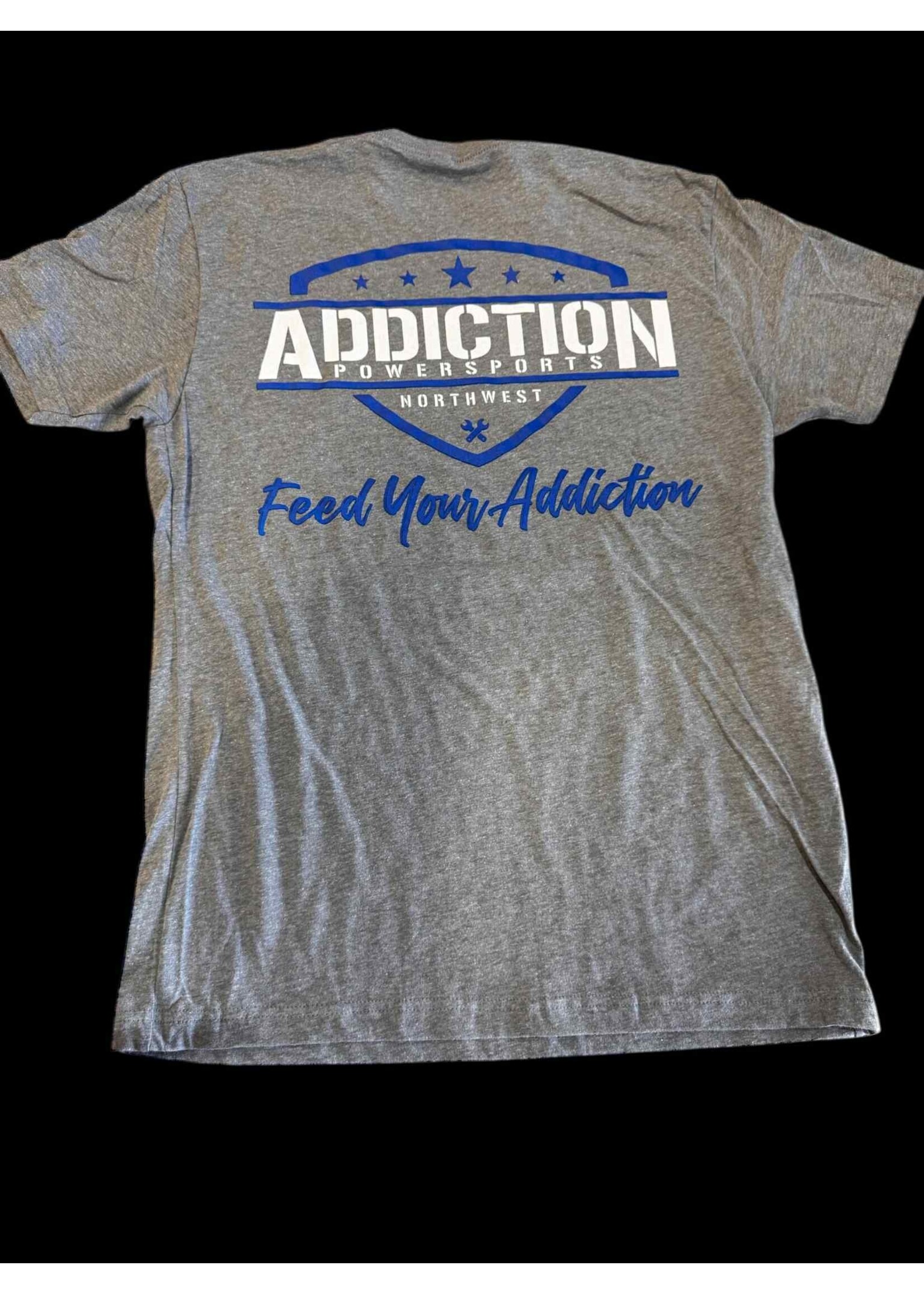 independent Addiction Powersports NW T-Shirt Light Grey with Royal Blue Logo