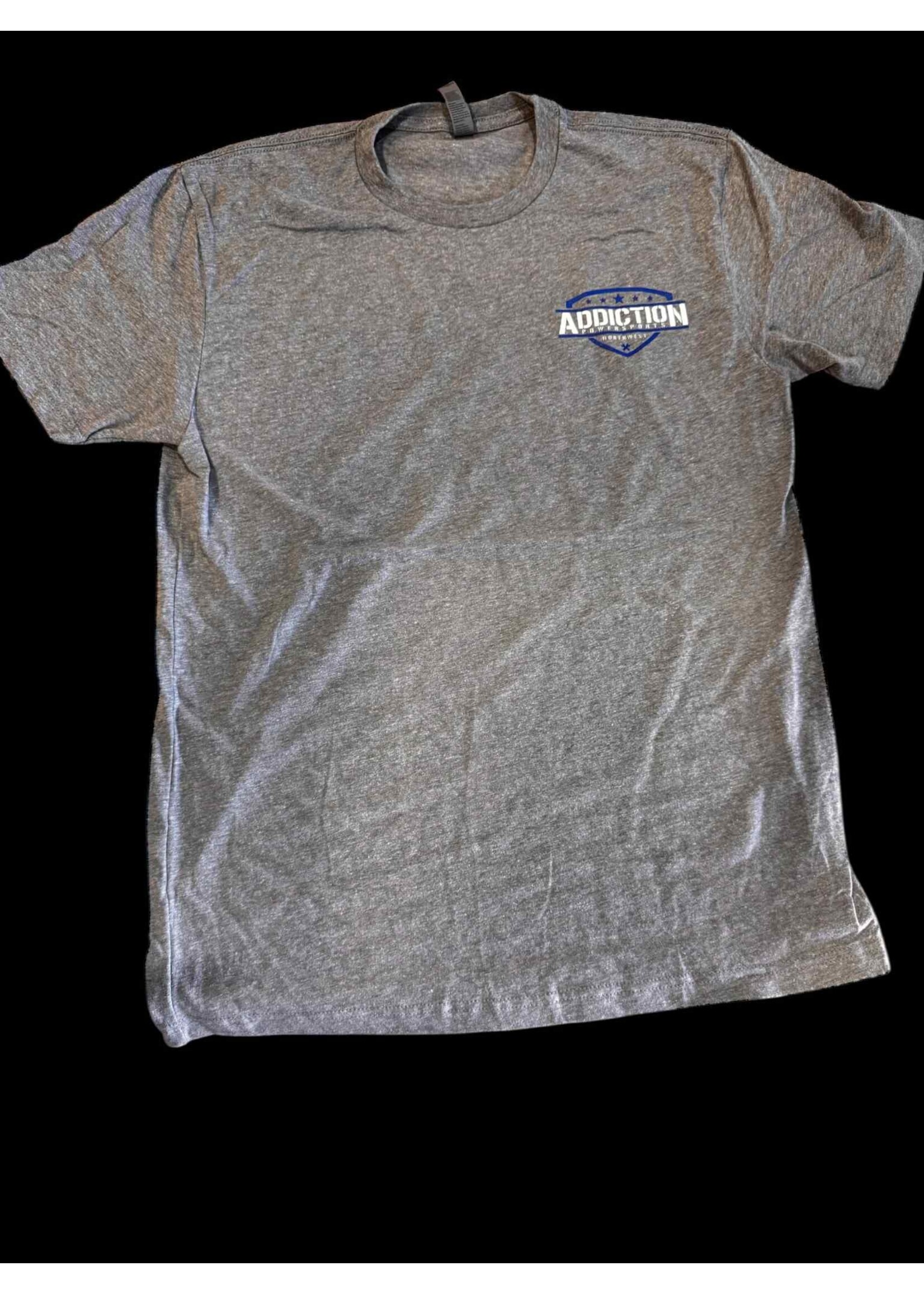 independent Addiction Powersports NW T-Shirt Light Grey with Royal Blue Logo