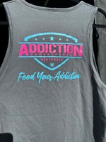 Addiction Powersports NW LOGO Tank Top Heavy Metal/Neon pink & Blue Logo