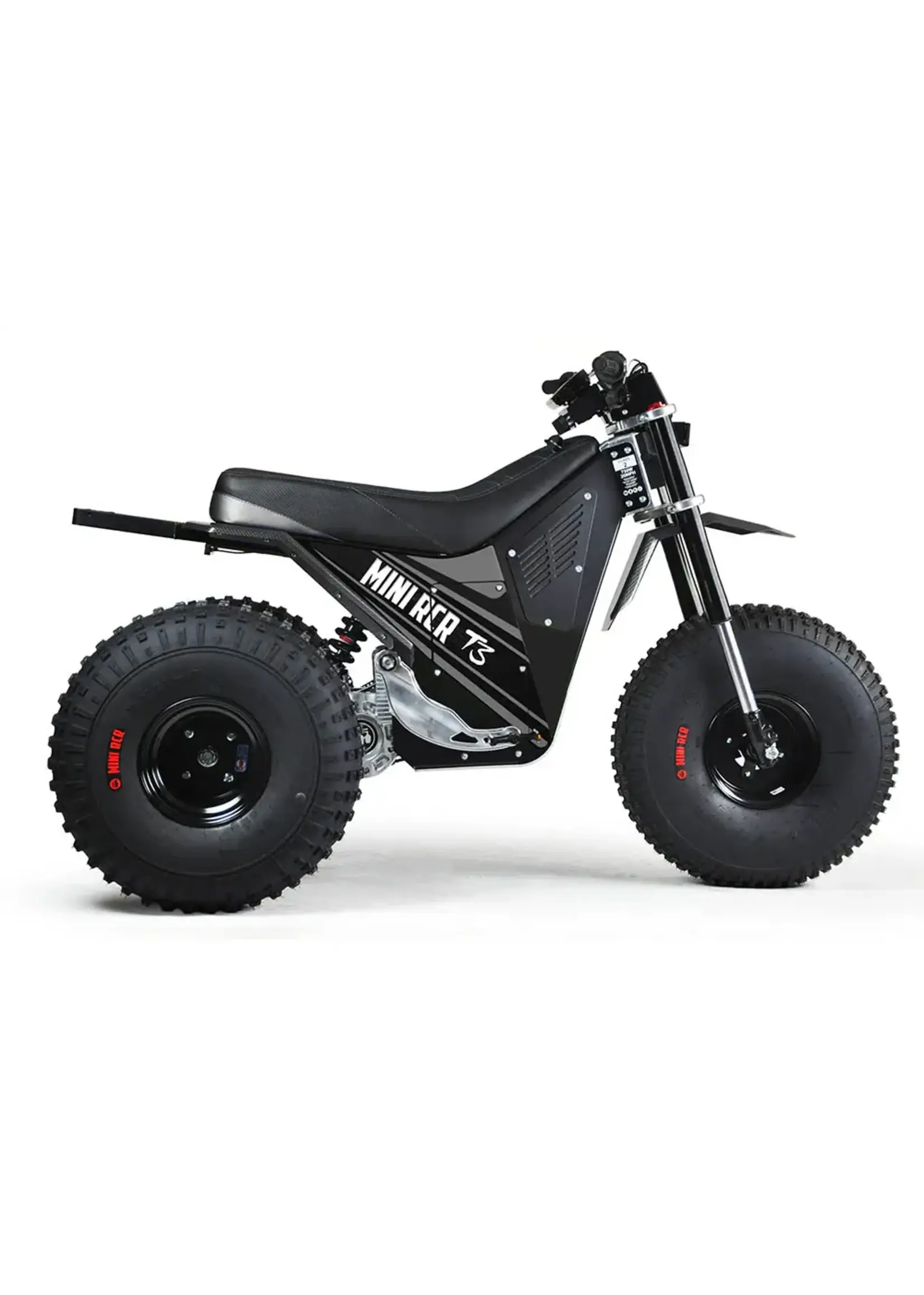 RZR Mini RCR T3 Electric 3 Wheeler Bike Black with Black Carbon Fenders (Pre Wired for Lighted Whip)