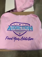 independent Addiction Powersports NW Pull Over Hoodie Light Pink with Purple and Blue Logo
