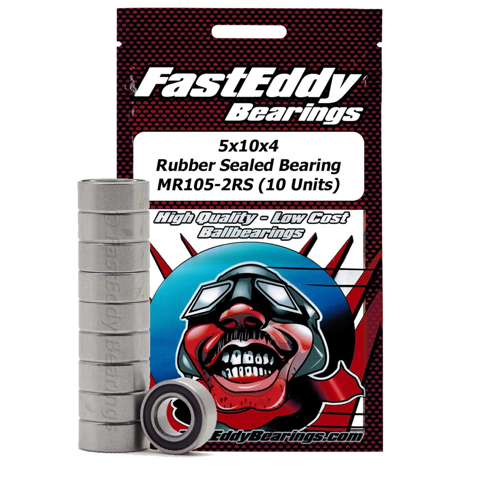 Fast Eddy 5x10x4 Rubber Sealed Bearing, MR105-2RS