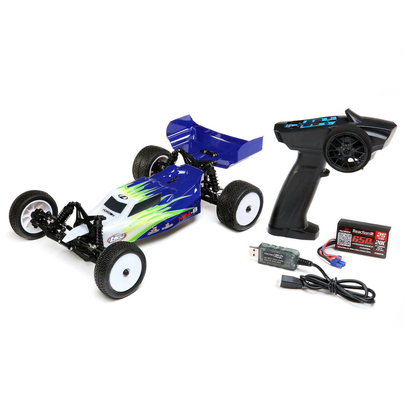 Losi 1/16 Mini-B Brushed RTR 2WD Buggy, Blue/White