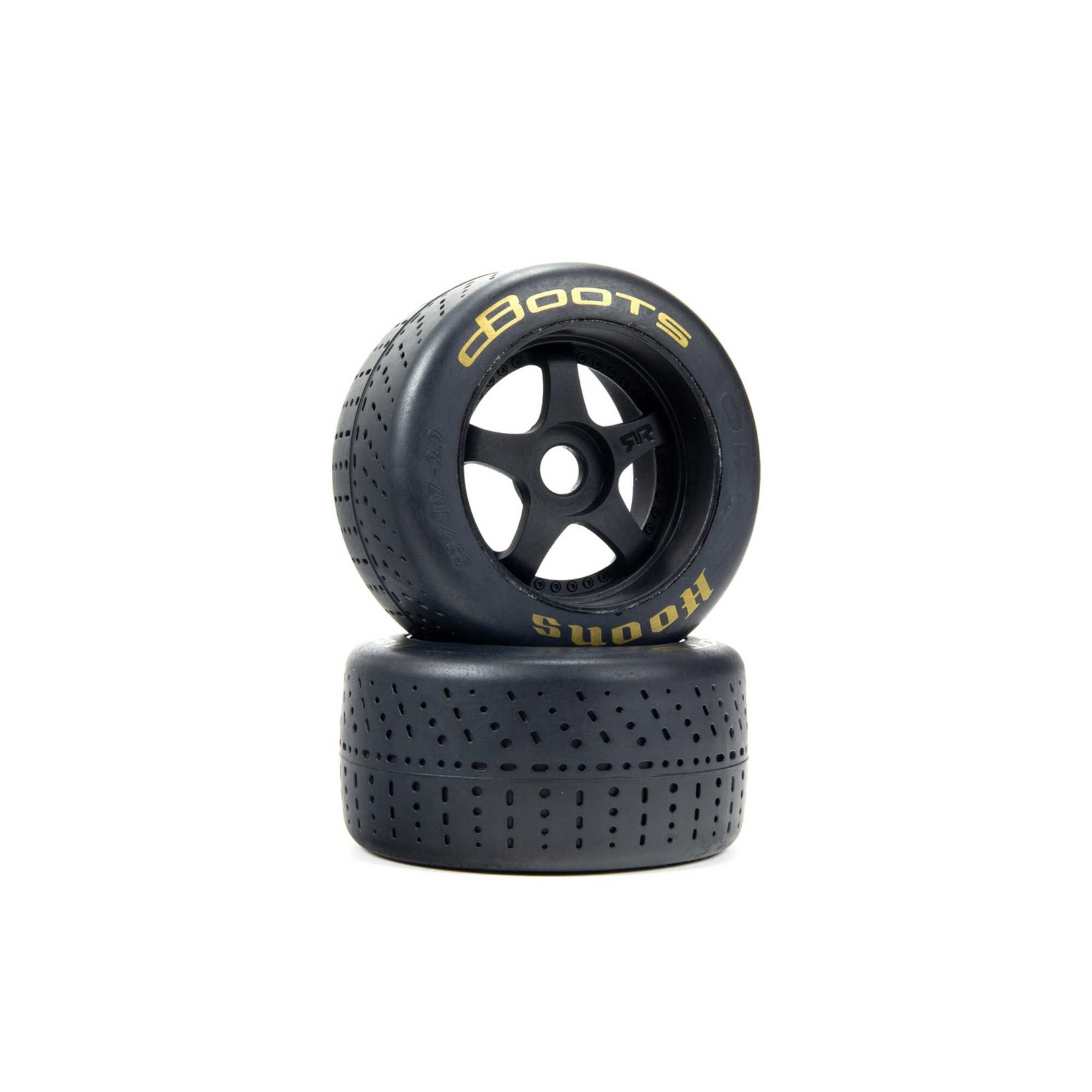 Arrma dBoots Hoons 53/107 2.9 Pre-Mounted Belted Tires, Gold, 17mm Hex, 5-Spoke (2)