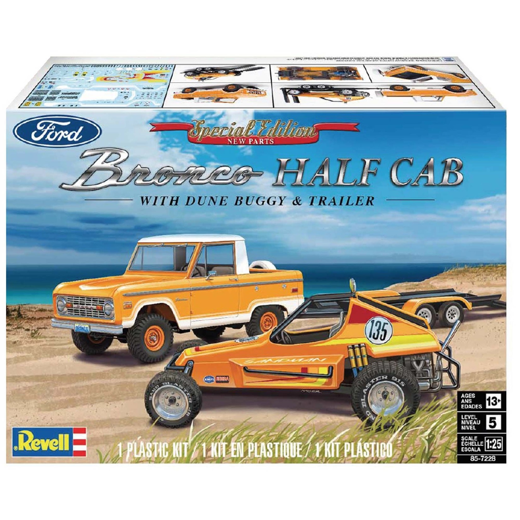 Revell-Monogram 1/25 Ford Bronco Half Cab with Dune Buggy & Trailer