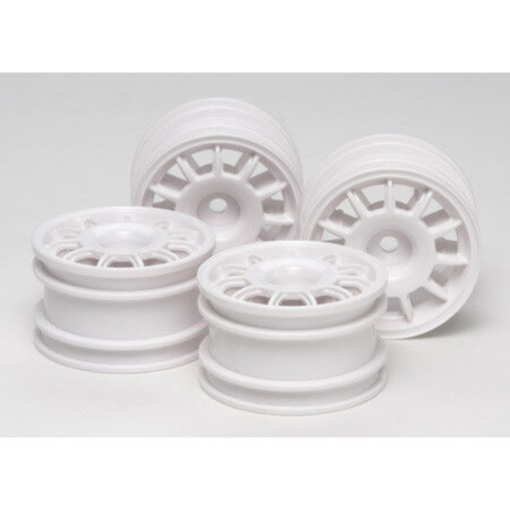 Tamiya 1/10 11-Spoke Front/Rear Racing Wheels 12mm Hex, White (4): M-Chassis
