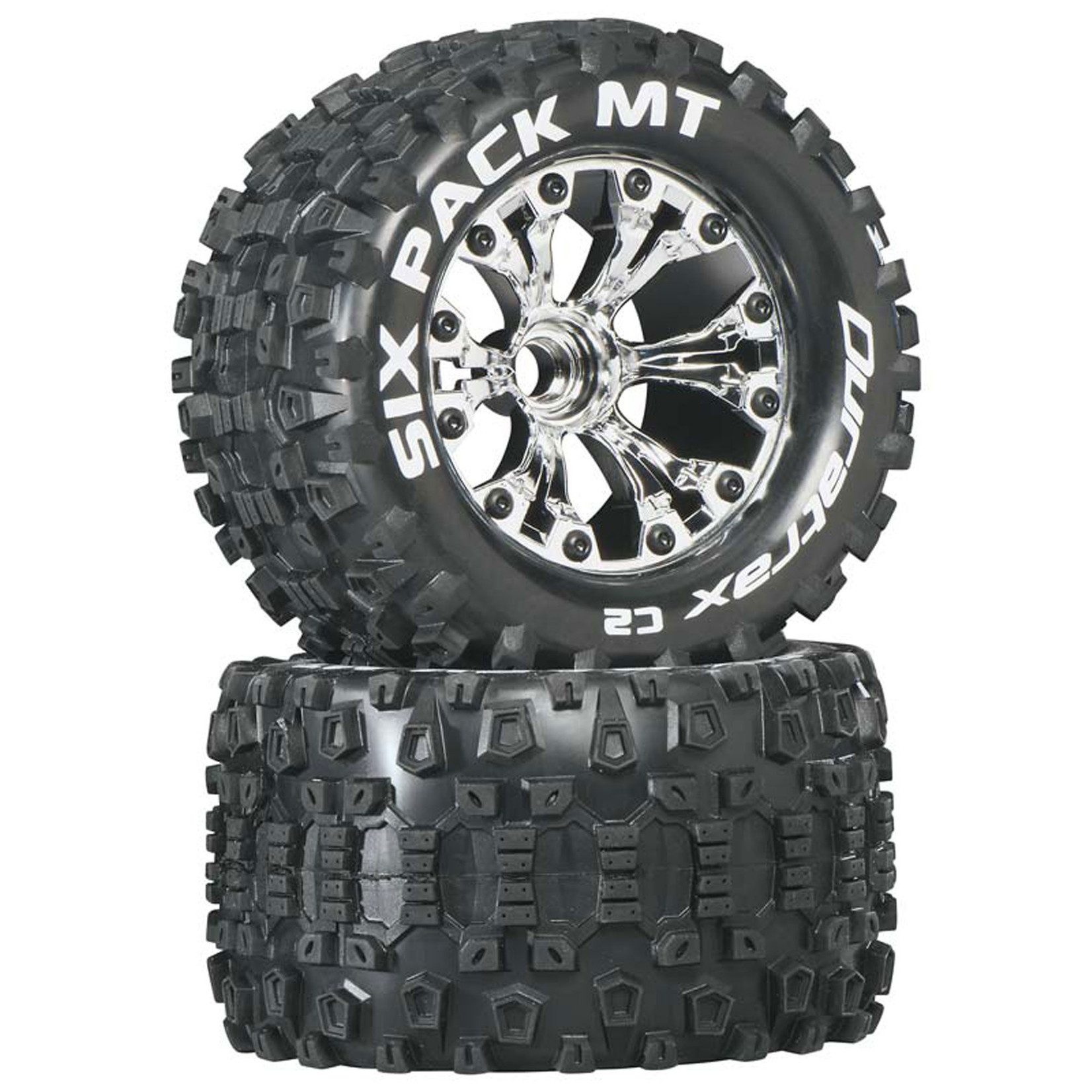 Duratrax Six-Pack MT 2.8" 2WD Mounted Front C2 Tires, Chrome (2)