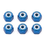 Team Associated Factory Team Locknuts, Blue Aluminum, 8-32 (6)