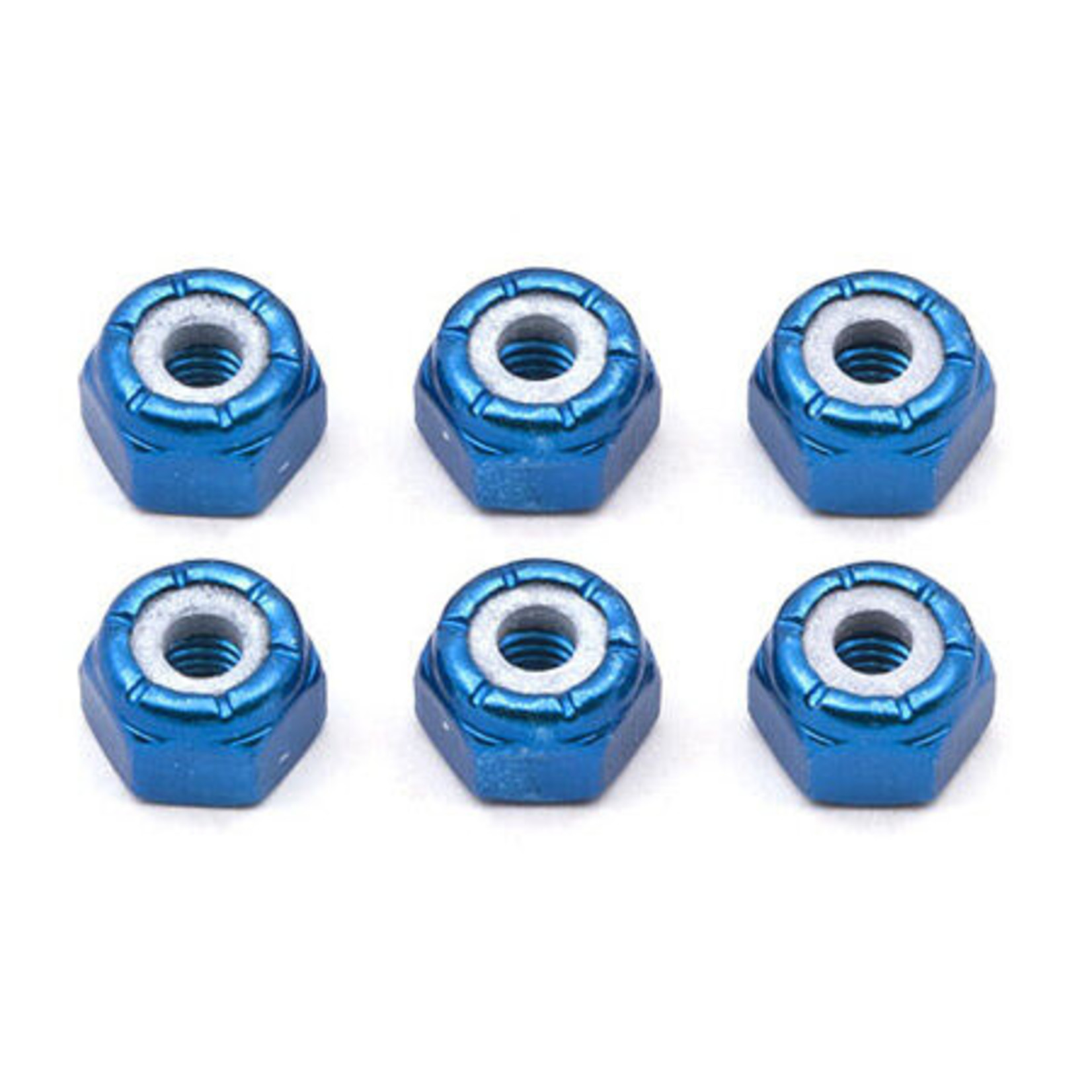 Team Associated Factory Team Locknuts, Blue Aluminum, 8-32 (6)