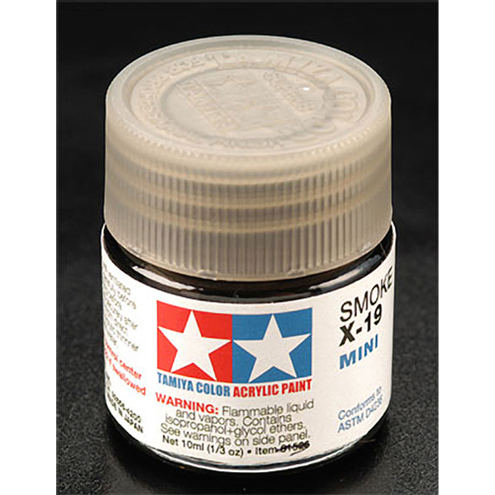 Tamiya X-19 Smoke Acrylic Paint - Mini Glass Jar For Model Building
