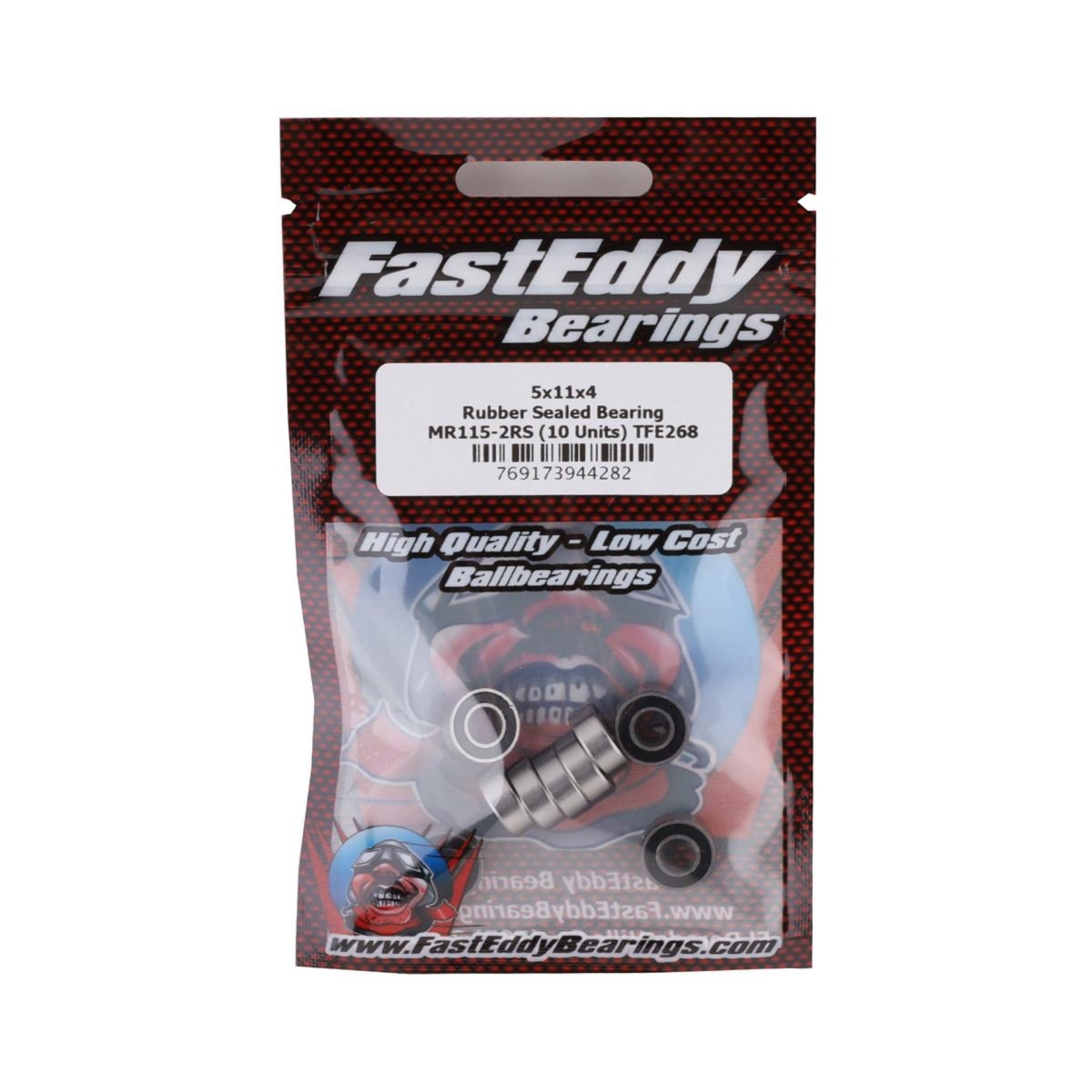 Fast Eddy 5x11x4 Rubber Sealed Bearing, MR115-2RS (10)
