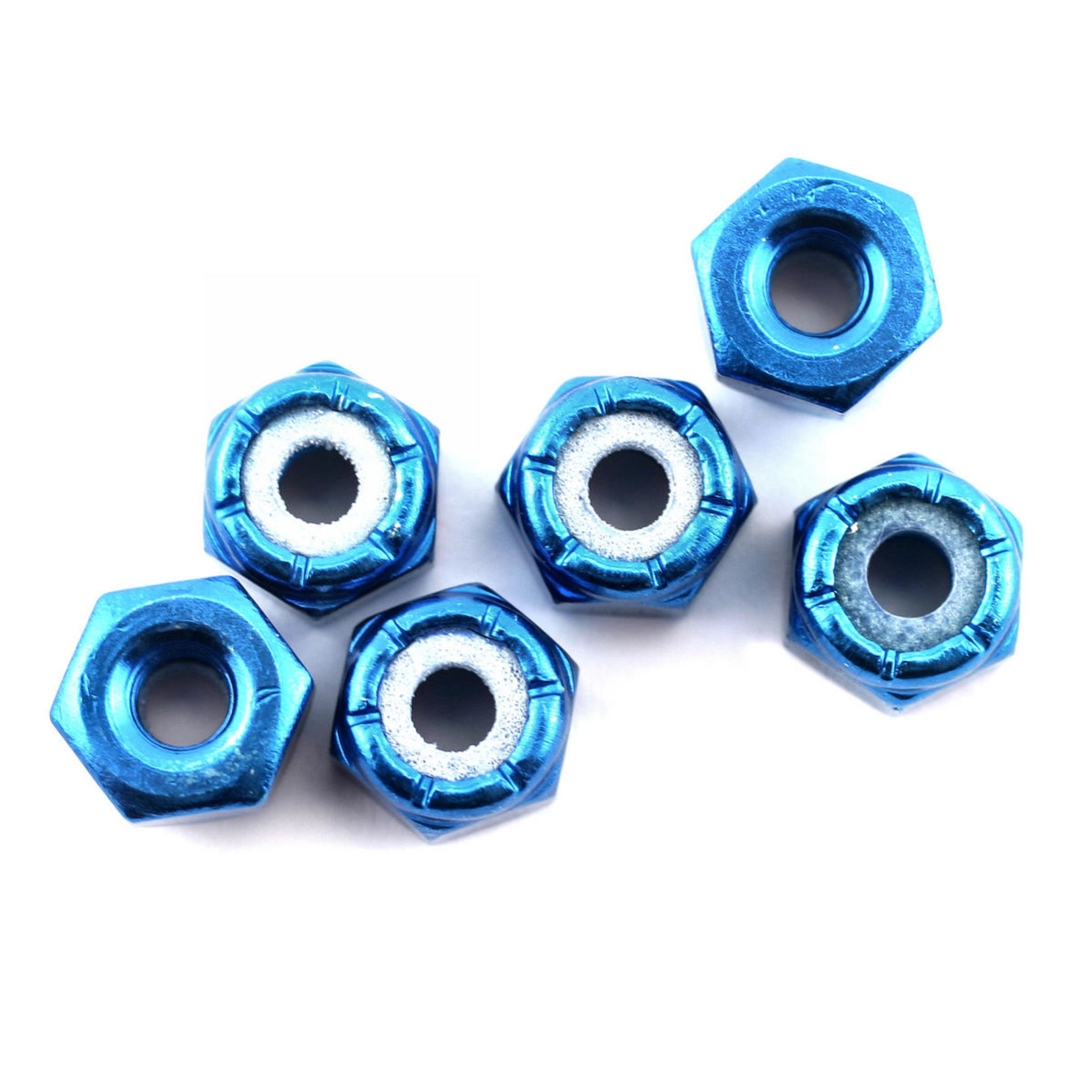 Team Associated Factory Team Locknuts, Blue Aluminum, 8-32 (6)