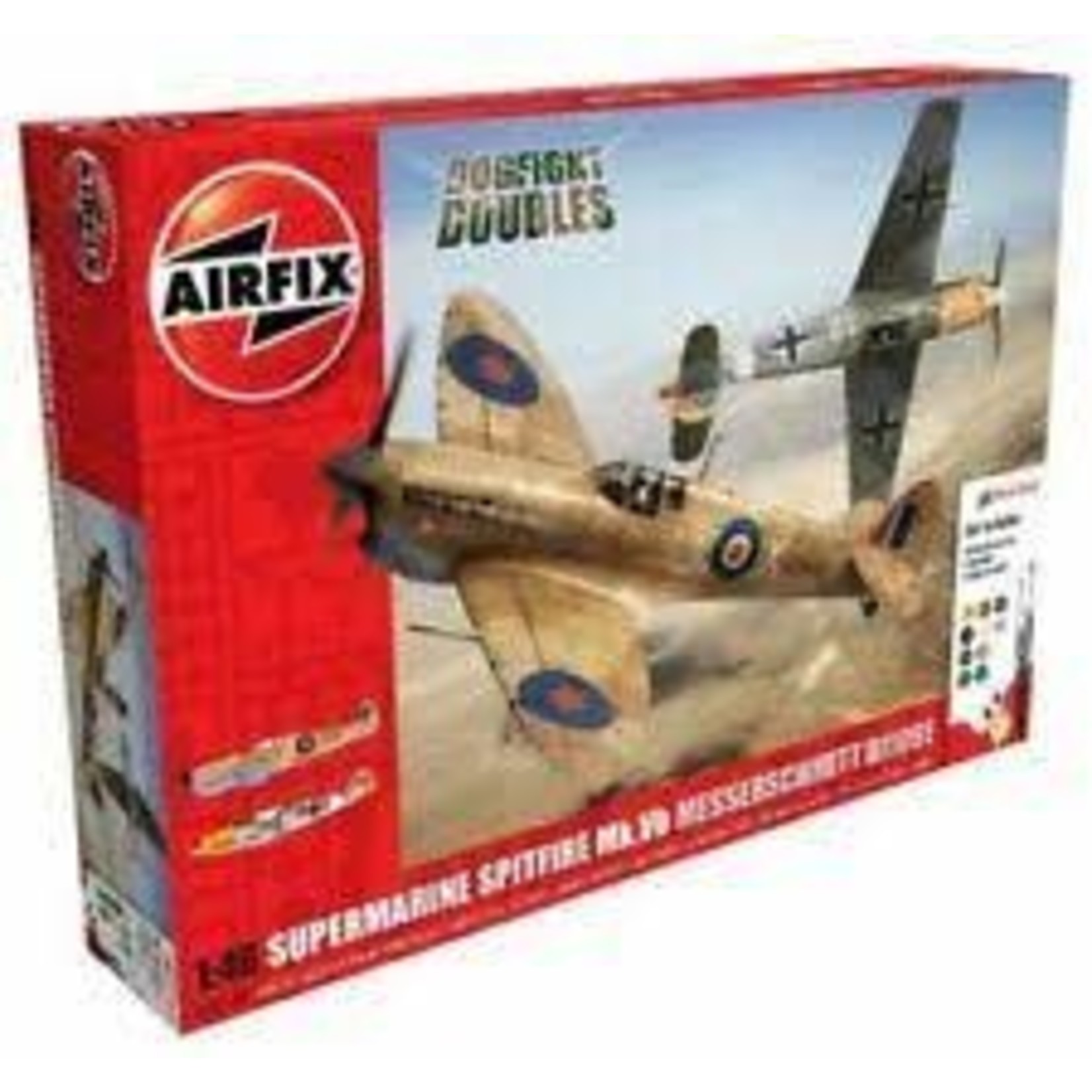 Airfix 1/48 Spitfire Mk Vb & Messerschmitt Bf109E4 Dogfight Doubles Gift Set w/paint & glue