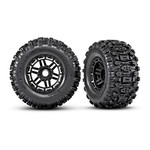 Traxxas Tires & wheels, assembled, glued (black wheels, dual profile (2.8" outer, 3.6" inner), Sledgehammer® tires