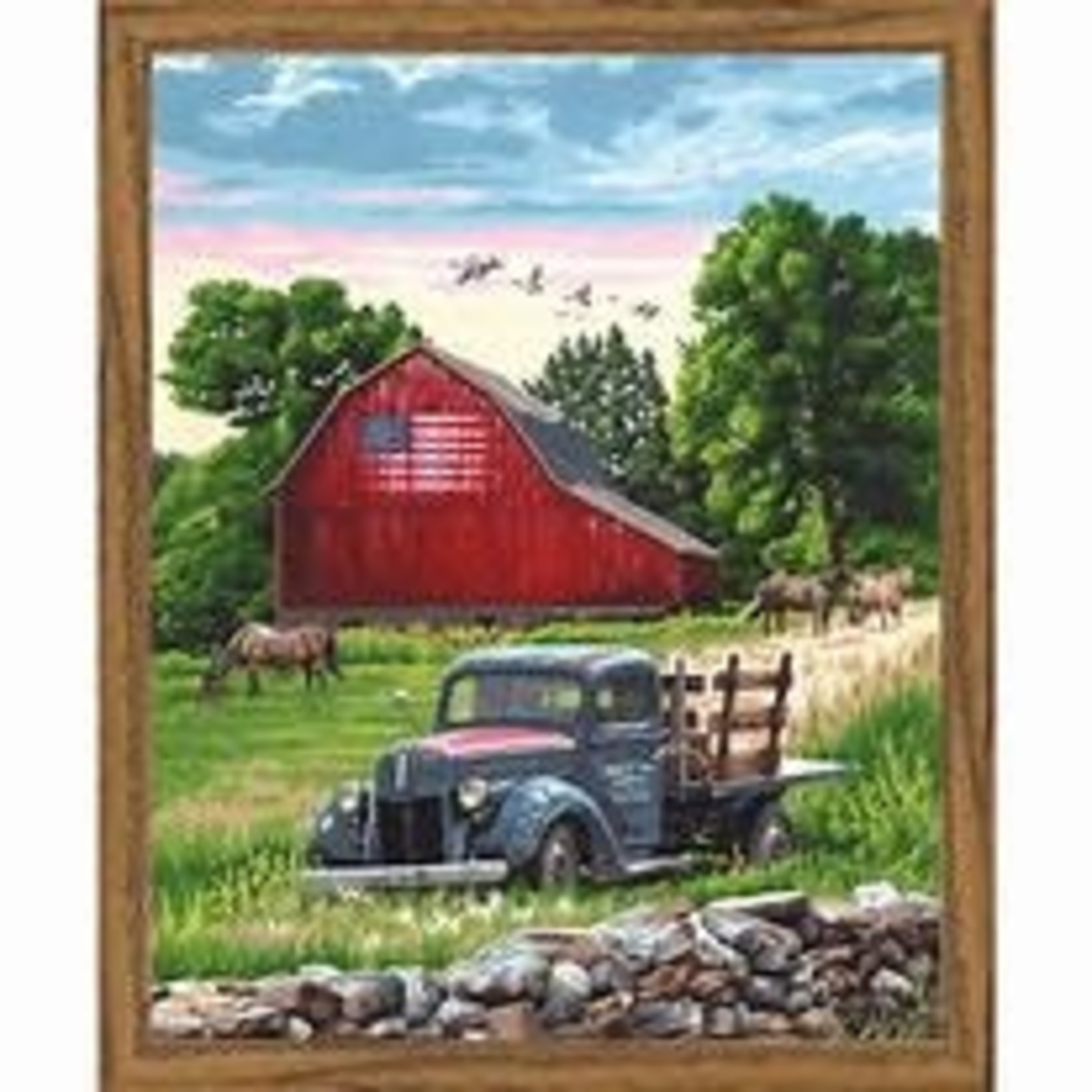 Dimensions Summer Farm (Old Pickup Truck/Barn/Horse) Paint by Number (16"x20")