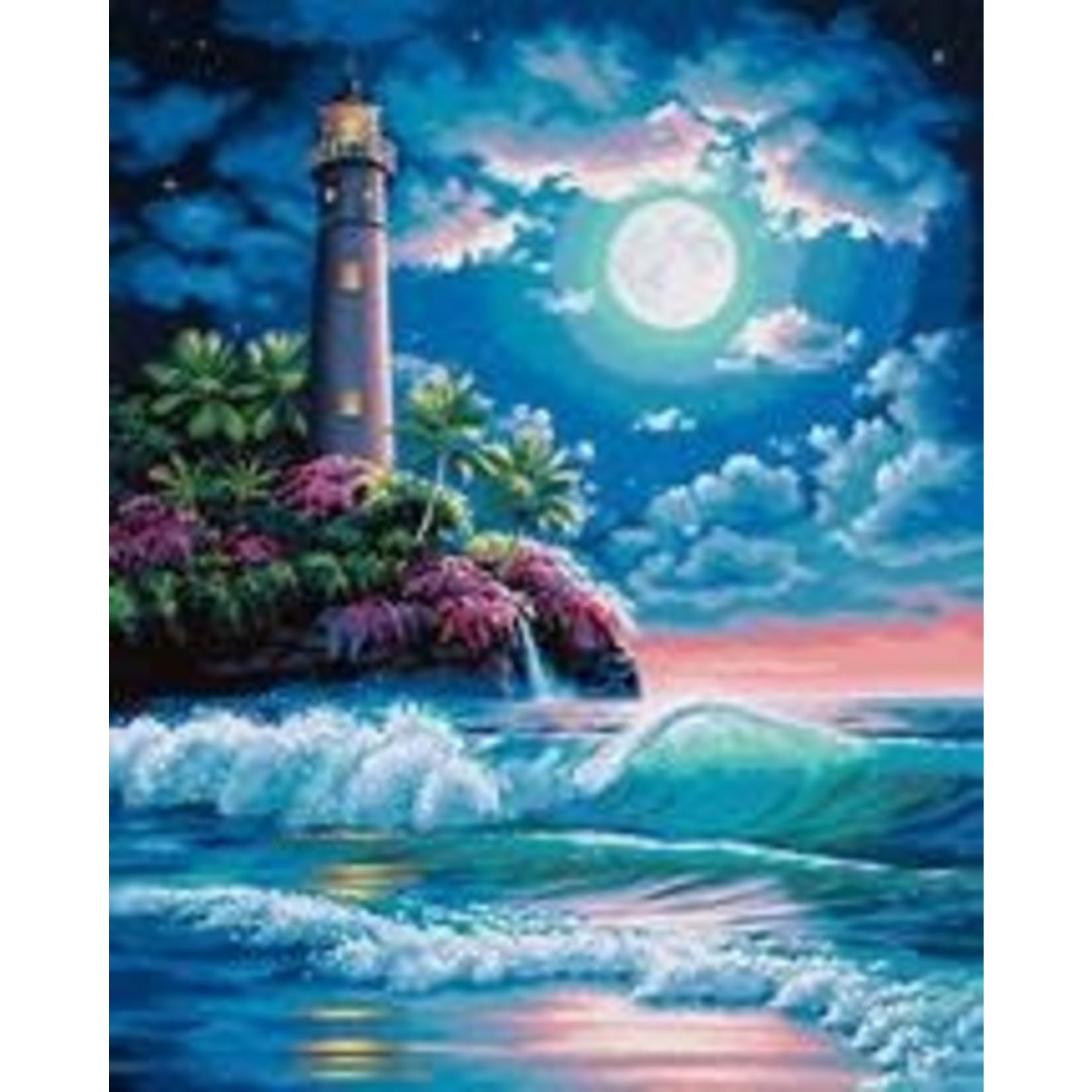 Dimensions Lighthouse in Moonlight Paint by Number (16"x20")