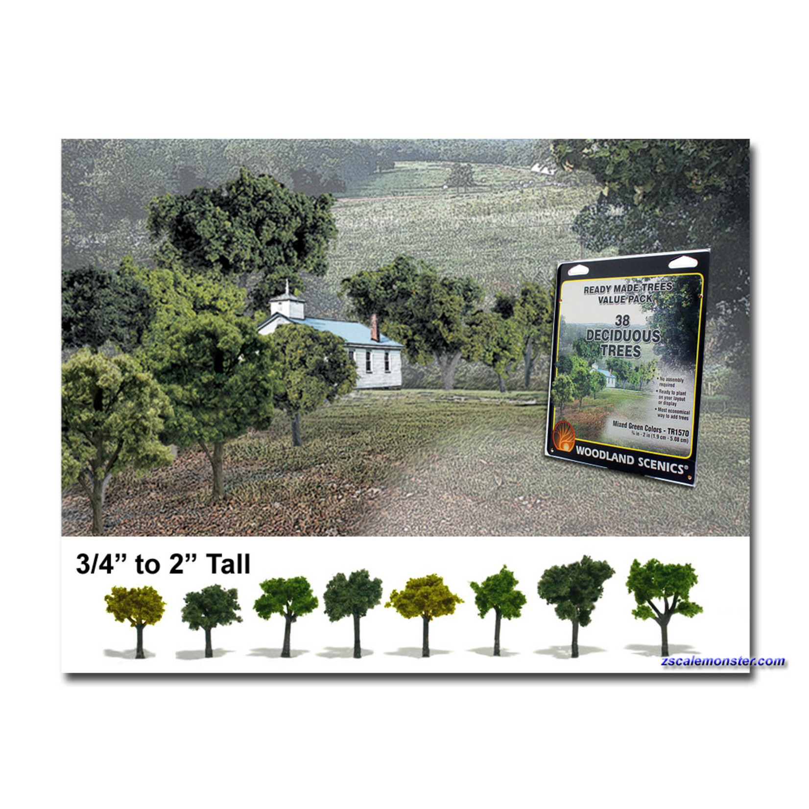 Woodland Scenics Value Trees, Green Mix .75-2" (38)