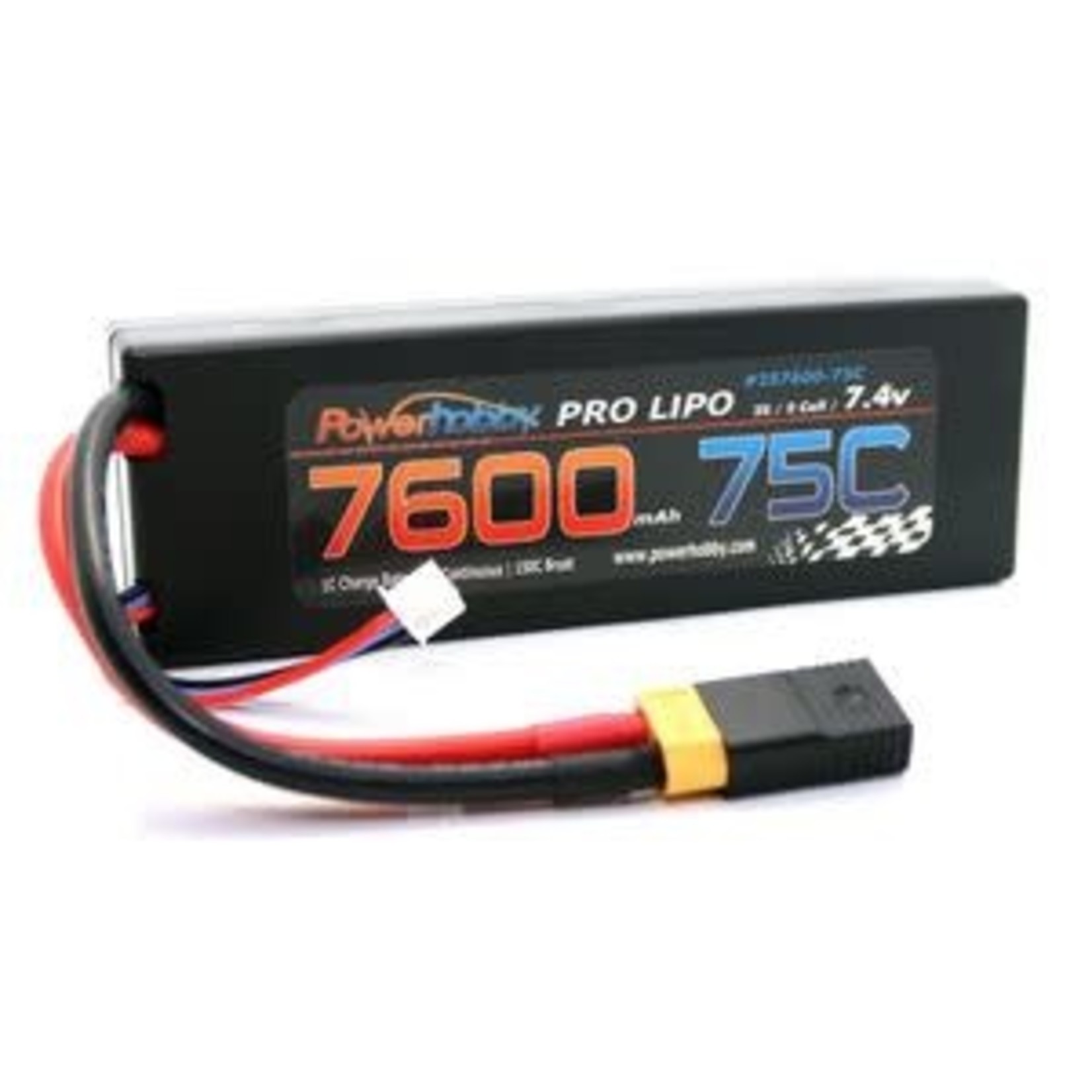 PowerHobby 7600mAh 7.4V 2S 75C LiPo Battery with Hardwired XT60 Connector & HC Adapter