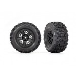 Traxxas Tires & wheels, assembled, glued (black 2.8" wheels, Sledgehammer® tires, foam inserts) (electric rear) (2) (TSM® rated)