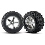 Traxxas Tires & wheels, assembled, glued (Hurricane chrome wheels, Maxx® tires (6.3" outer diameter), foam inserts) (2)