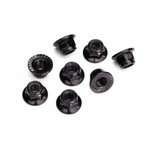 Traxxas Nuts, 5mm flanged nylon locking (steel, black serrated) (8)