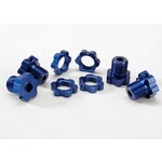 Traxxas Wheel hubs, splined, 17mm (blue-anodized) (4)/ wheel nuts, splined, 17mm (blue-anodized) (4)/ screw pins, 4x13mm (with threadlock) (4)