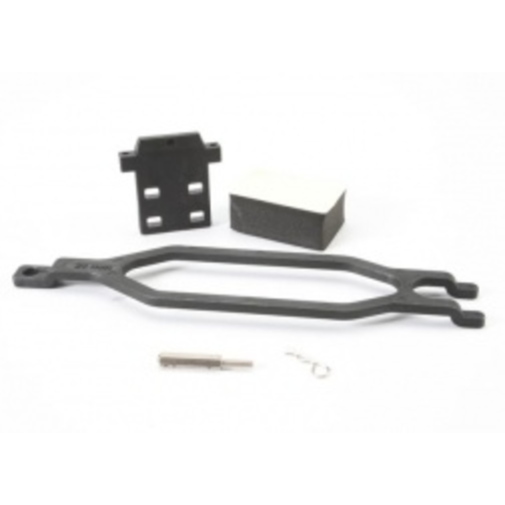 Traxxas Hold down, battery/ hold down retainer/ battery post/ foam spacer/ angled body clip (allows for installation of taller, multi-cell batteries)