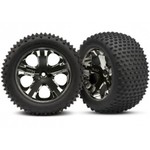 Traxxas Tires & wheels, assembled, glued (2.8") (All-Star black chrome wheels, Alias® tires, foam inserts) (rear) (2) (TSM rated)