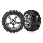 Traxxas Tires & wheels, assembled (Tracer 2.2" chrome wheels, Alias® 2.2" tires) (2) (Bandit® rear, soft compound with foam inserts)
