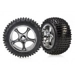 Traxxas Tires & wheels, assembled (Tracer 2.2" chrome wheels, Alias® 2.2" tires) (2)
