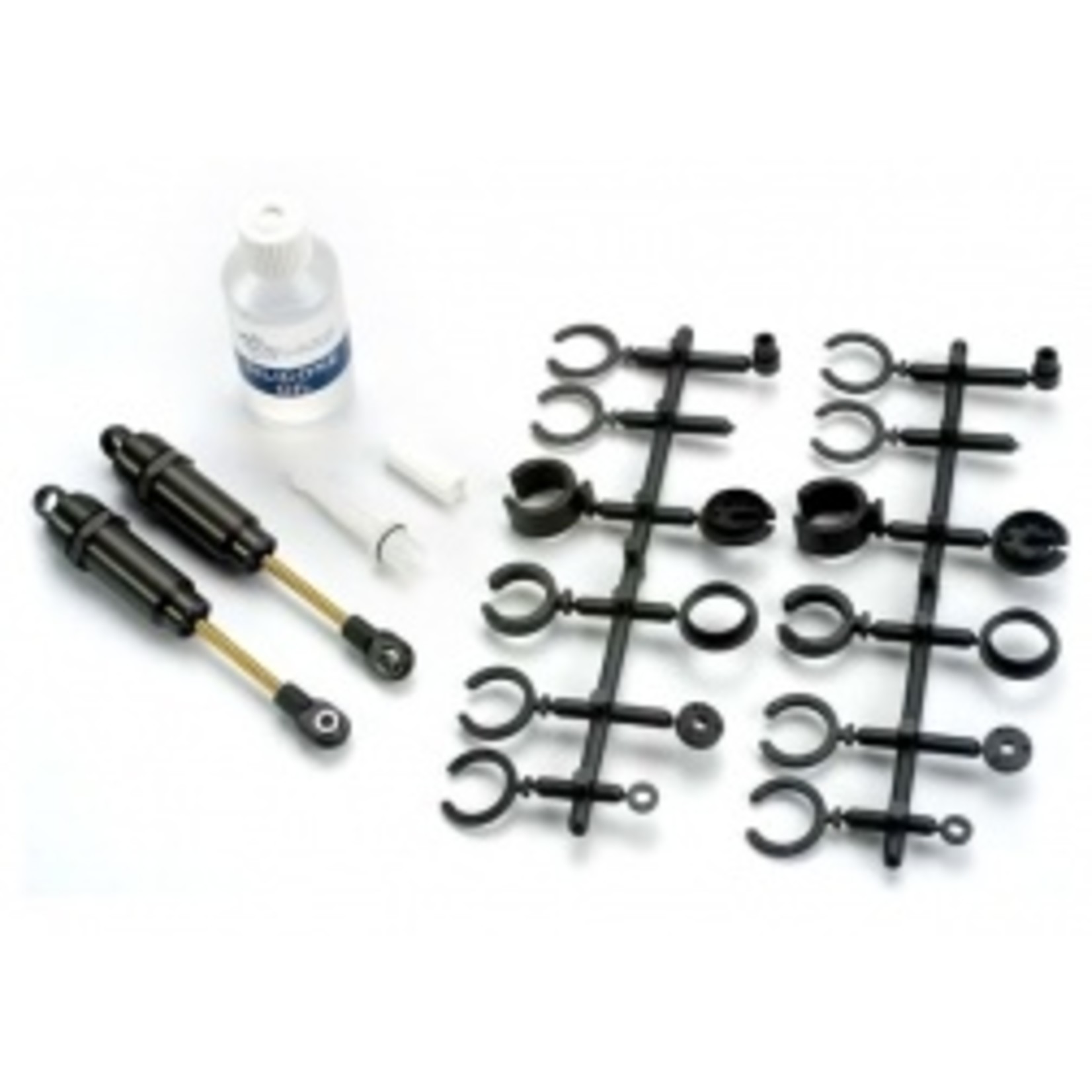 Traxxas Big Bore shocks (long) (hard-anodized & PTFE-coated T6 aluminum)  (assembled with TiN shafts) w/o springs (front) (2)