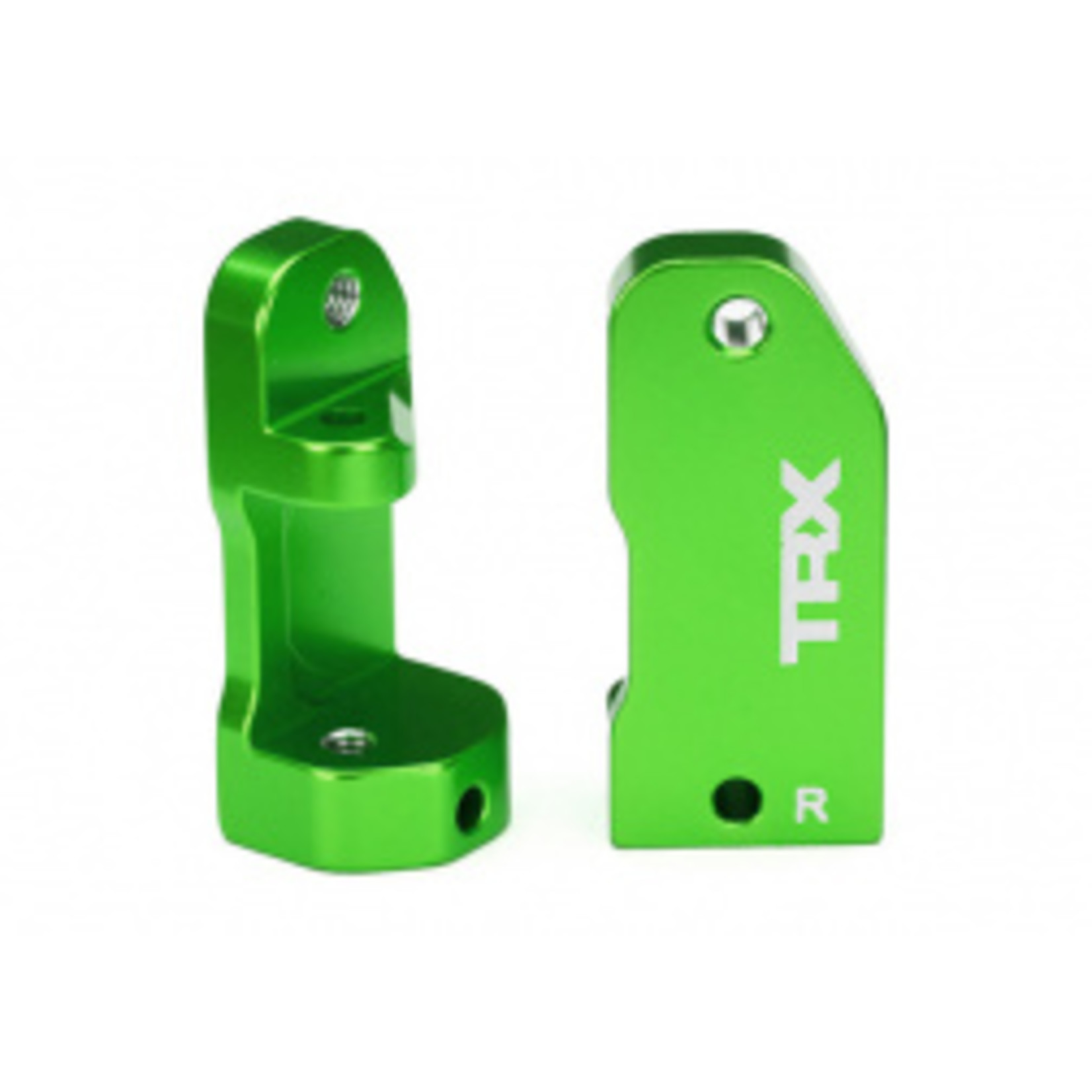 Traxxas Caster blocks, 30-degree, green-anodized 6061-T6 aluminum (left & right)/ suspension screw pin (2)