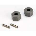 Traxxas Wheel hubs, hex (tall offset, Rustler®/Stampede® front) (2)/ axle pins (2.5x10mm) (2)