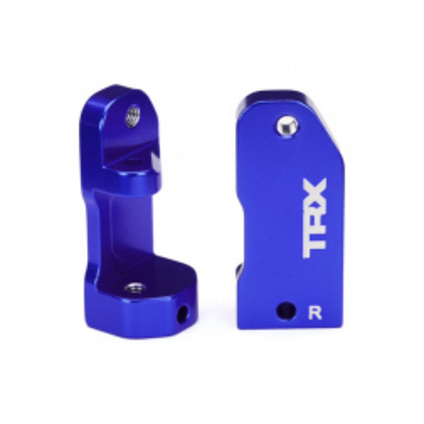 Traxxas Caster blocks, 30-degree, blue-anodized 6061-T6 aluminum (left & right)/ suspension screw pin (2)