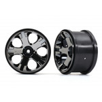 Traxxas Wheels, All-Star 2.8" (black chrome) (nitro rear/ electric front) (2)